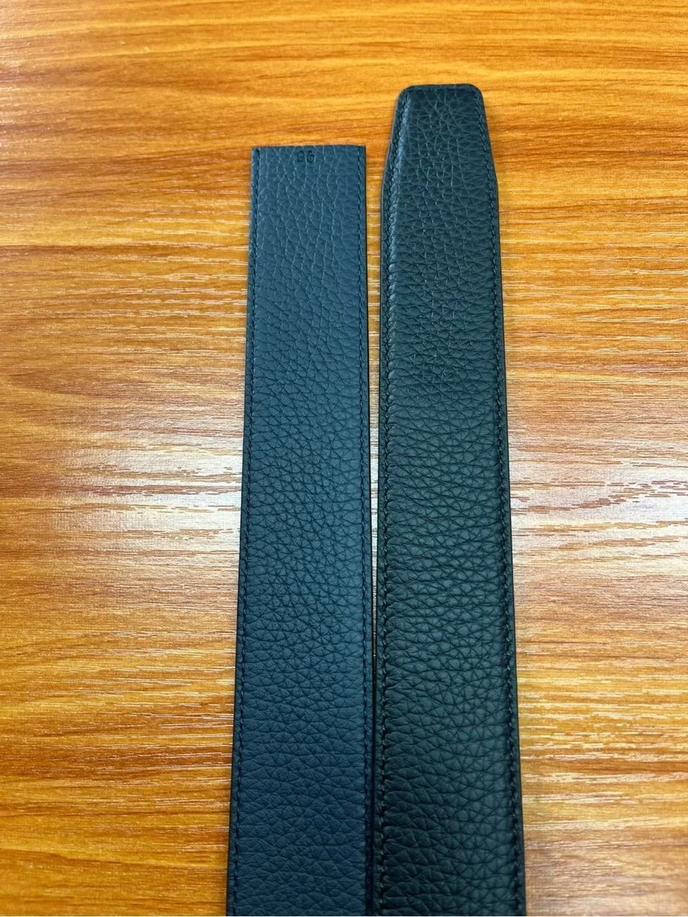 Black Textured Leather Belt Strap